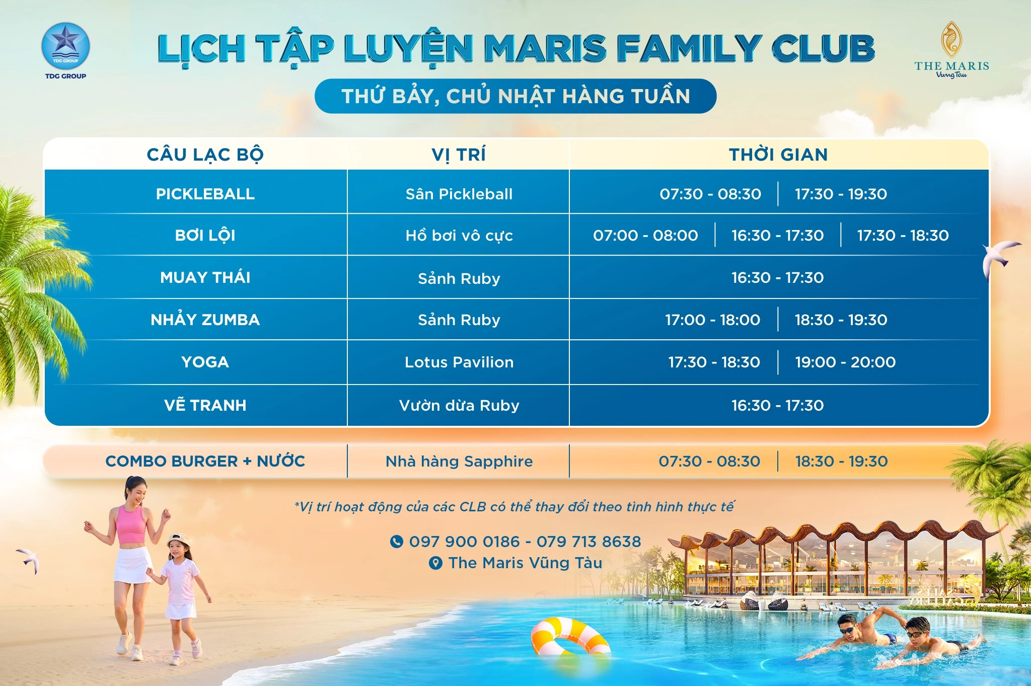 Lịch tập luyện Maris Family Club